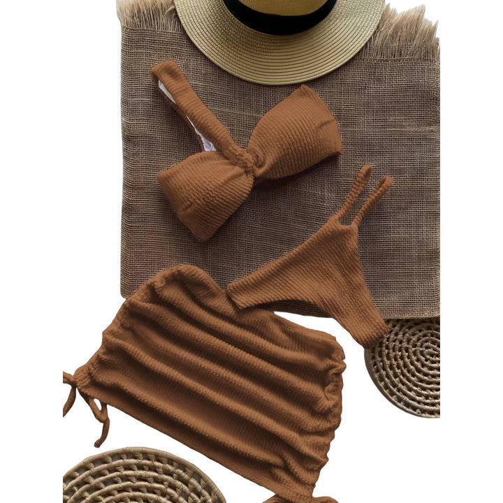 Damen Bandeau-Bikini-Set mit Raffungen Drune