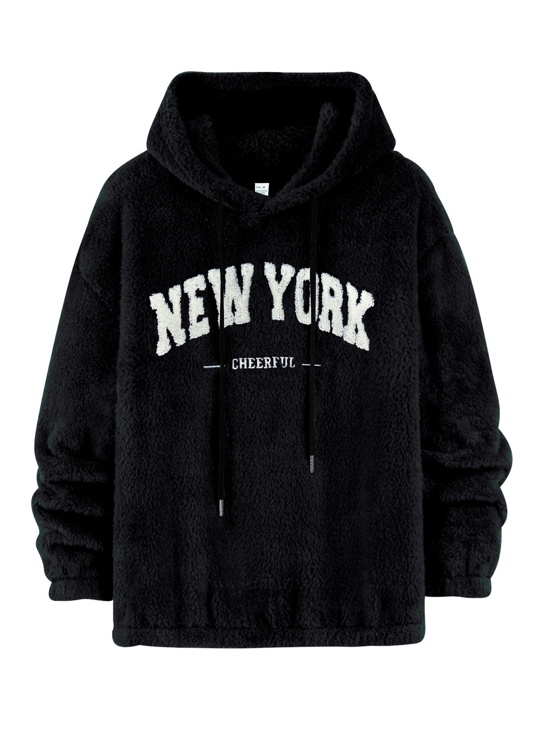 Unisex Kuscheliger Teddy-Fleece-Hoodie mit Chenille-Schriftzug Drune