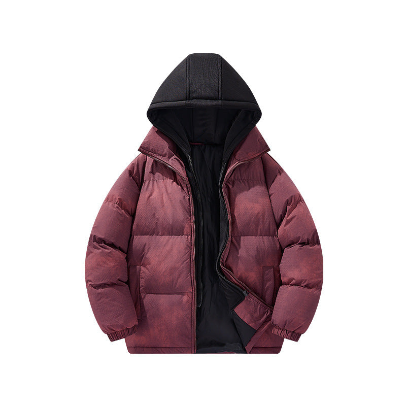 Herren Wattierte Kapuzenjacke mit Samtoptik, hohem Kragen und elastischen Bündchen Drune