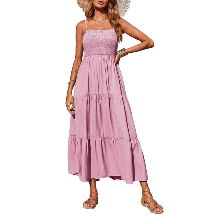 Damen Maxidress mit Spaghettiträgern und Volant-Design Drune