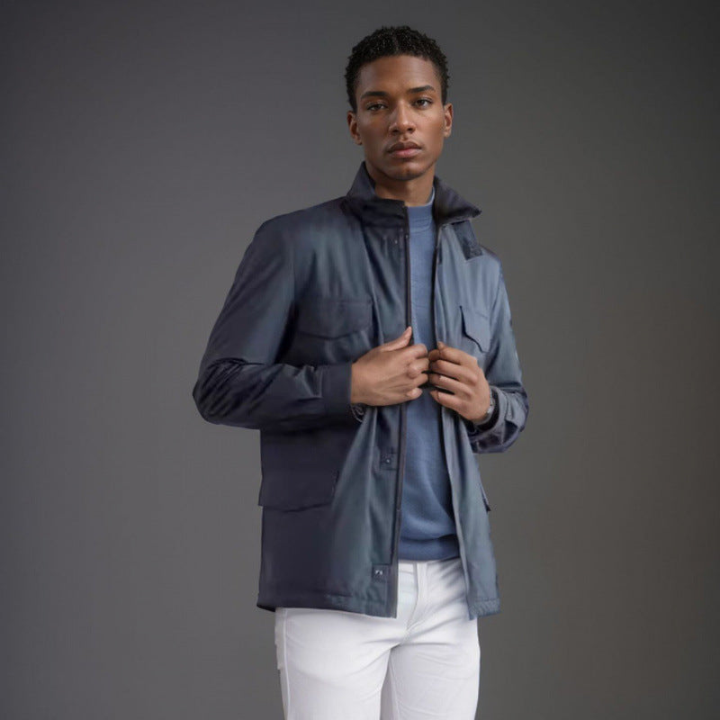 Herren modische Trekkingjacke aus wasserabweisendem Material mit praktischen Taschen Drune