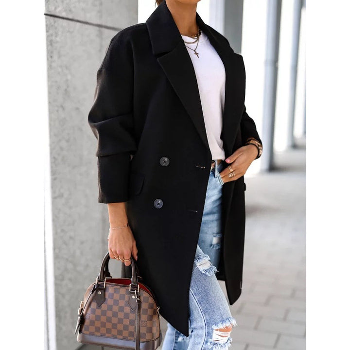 Dame Eleganter Doppelreiher Mantel Drune