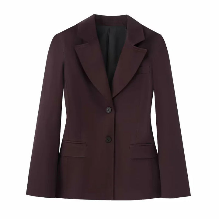 Damen nan schlanker Business-Blazer mit taillierter Schnittführung, fallendem Revers und Pattentaschen Drune
