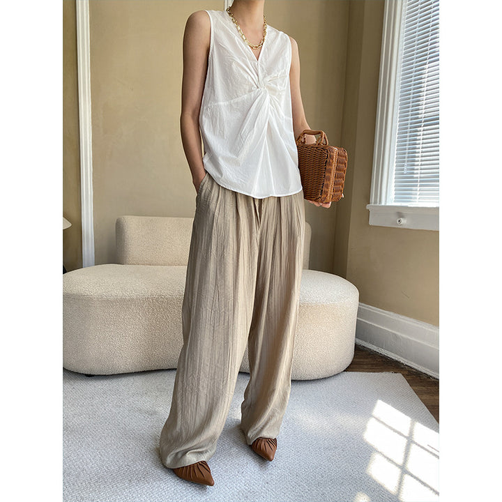 Damen lässiges Kurzarmshirt mit asymmetrischem Schnitt und modischem Knotendetail Drune