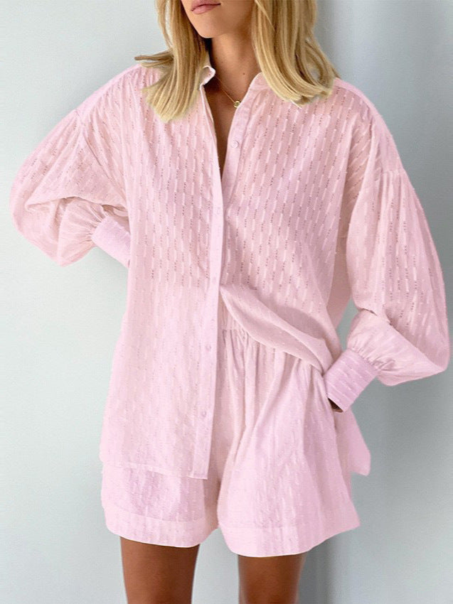 Damen lässige Bluse mit strukturiertem Gewebedesign Drune
