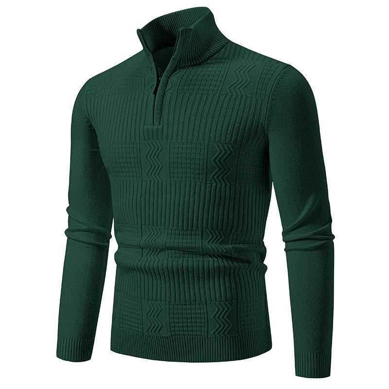 Herren Strukturierter Halbzip-Mockneck-Pullover mit Zopfmuster Drune