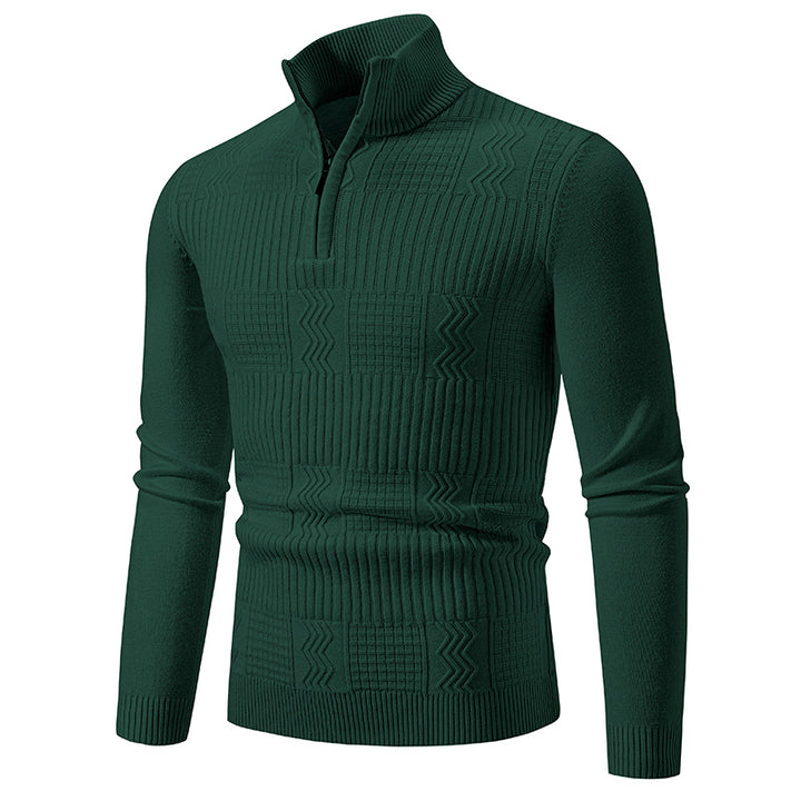 Herren Strukturierter Halbzip-Mockneck-Pullover mit Zopfmuster Drune