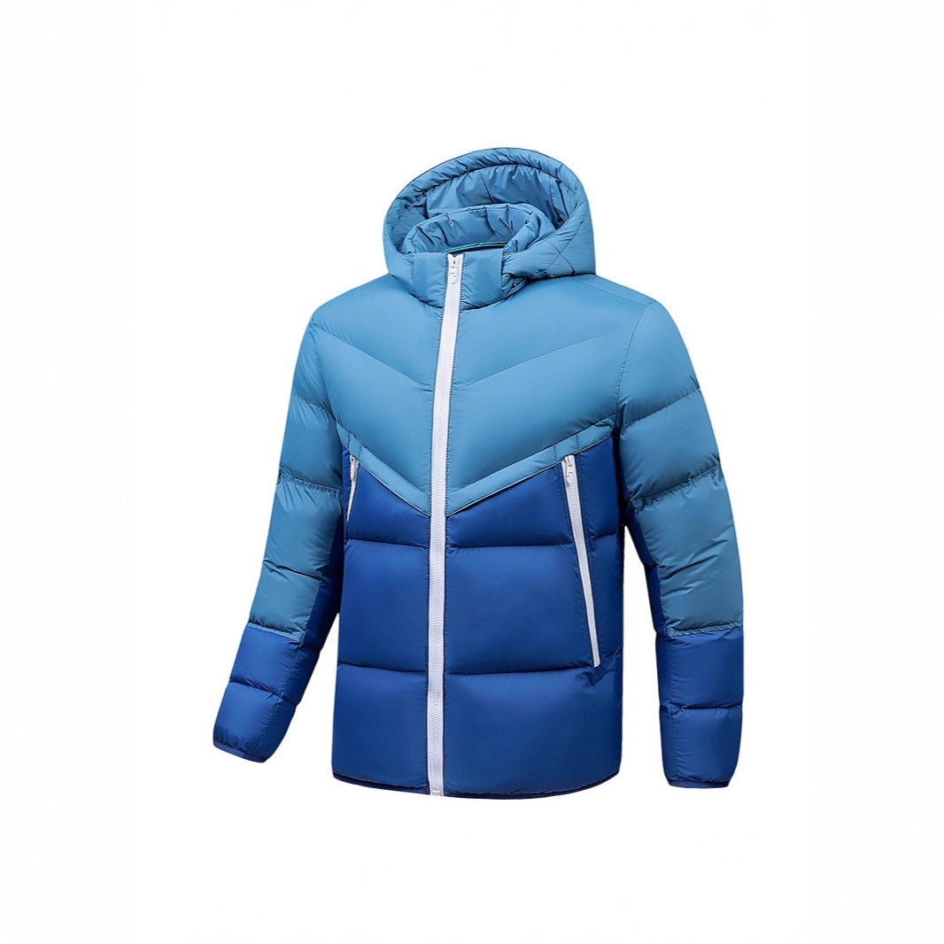 Herren Leichte Daunenoptik-Steppjacke mit Kapuze, winddichter Thermoisolierung und vertikalen Reißverschlusstaschen Drune