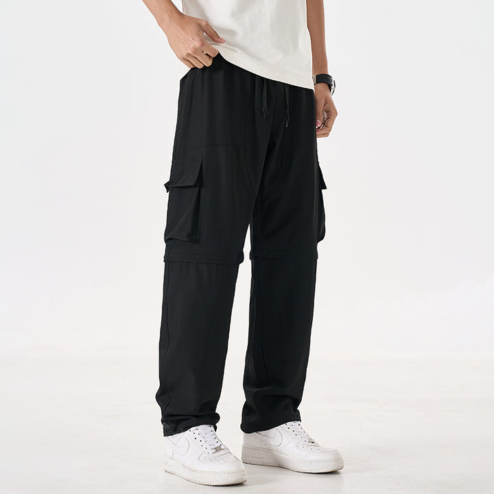Herren wandelbare Cargo-Zip-Hose mit abnehmbaren Oberschenkeln, großformatigen Pattentaschen und elastischem Kordelbund Drune