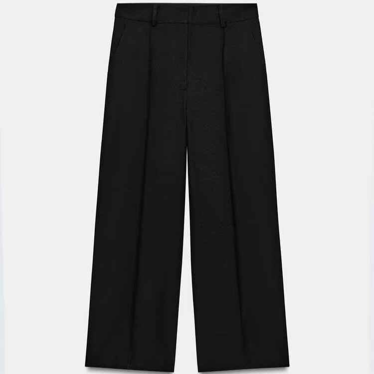 Damen Elegante High‑Waist Culotte‑Hose mit Bügelfalte und verdecktem Reißverschluss Drune