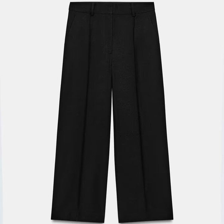 Damen Elegante High‑Waist Culotte‑Hose mit Bügelfalte und verdecktem Reißverschluss Drune