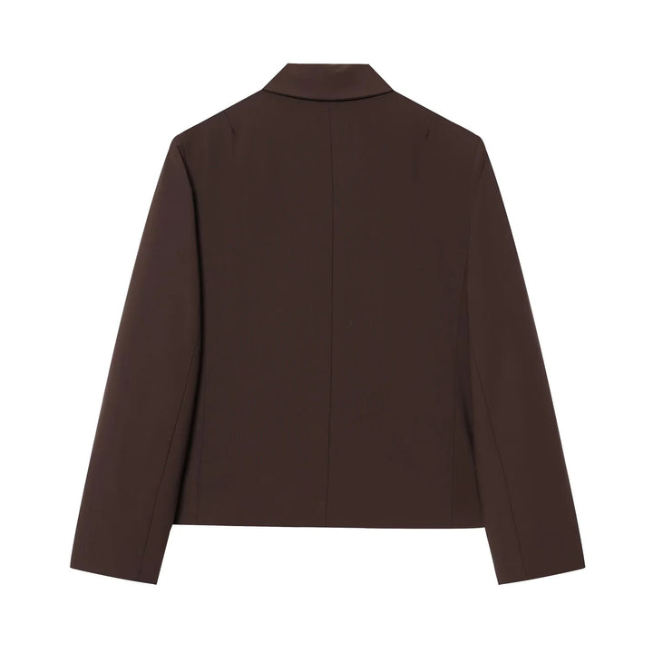 Damen nan minimalistisch geschnittener Kurzblazer mit verdeckter Knopfleiste und Brustleistentasche Drune