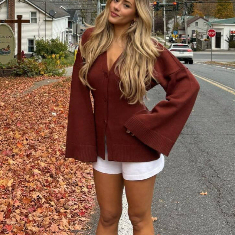 Damen Oversized Strickcardigan mit langen Ärmeln Drune