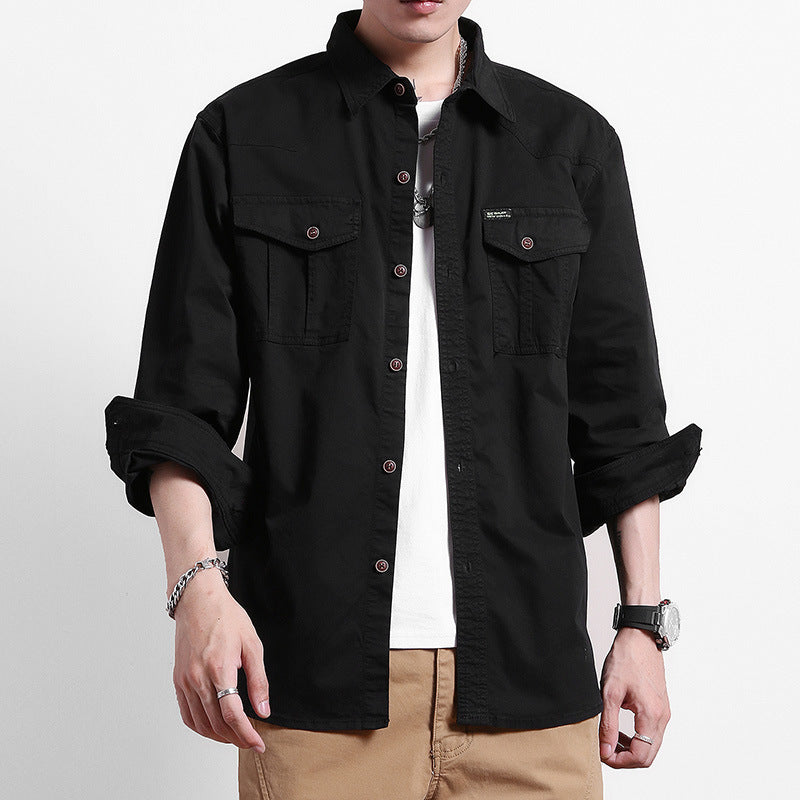 Herren Lockeres Utility-Hemd mit Pattentaschen und Workwear-Details Drune