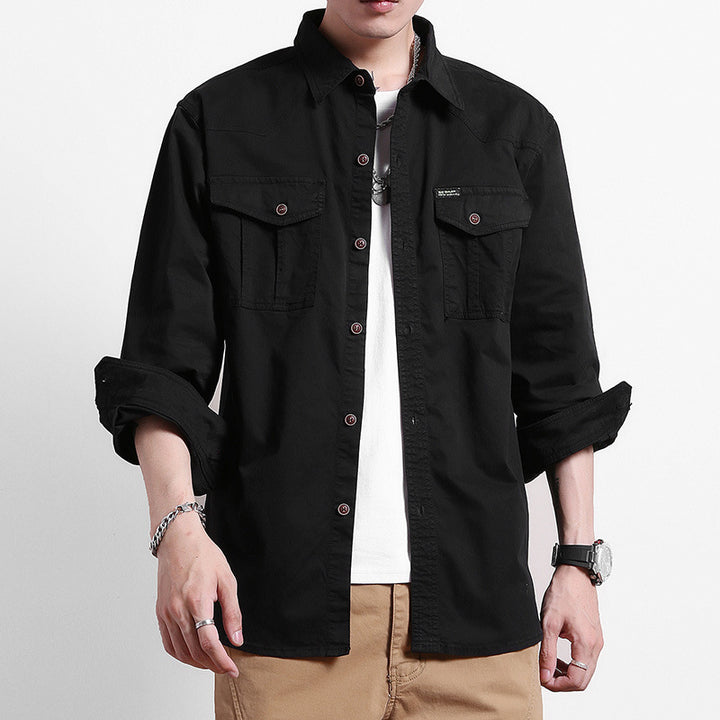 Herren Lockeres Utility-Hemd mit Pattentaschen und Workwear-Details Drune