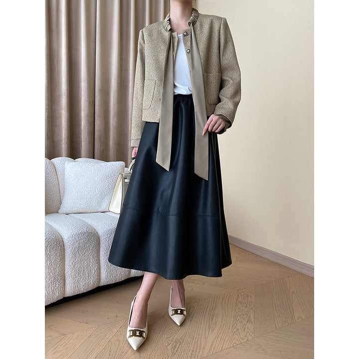 Damen Schicke Jacke mit dekorativem Kragen und Druckknopf Drune