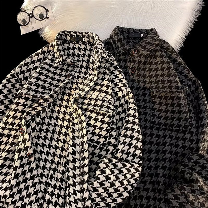Damen strukturiertes Houndstooth-Hemd Drune