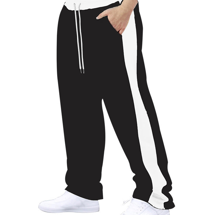 Herren nan sportive Jogginghose mit kontrastseitigem Panel geradem Bein Kordelzugbund und Eingrifftaschen Drune