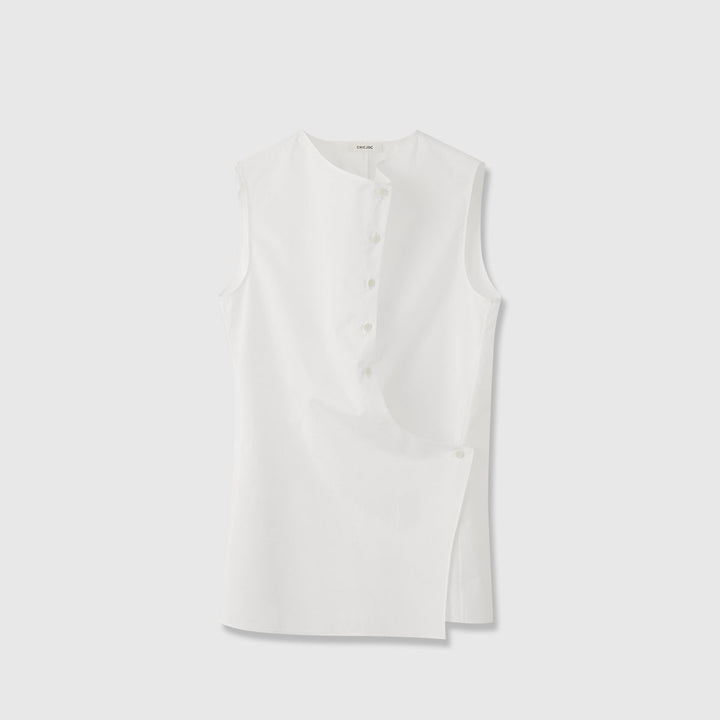 Damen Elegantes ärmelloses Hemd mit asymmetrischem Schnitt Drune
