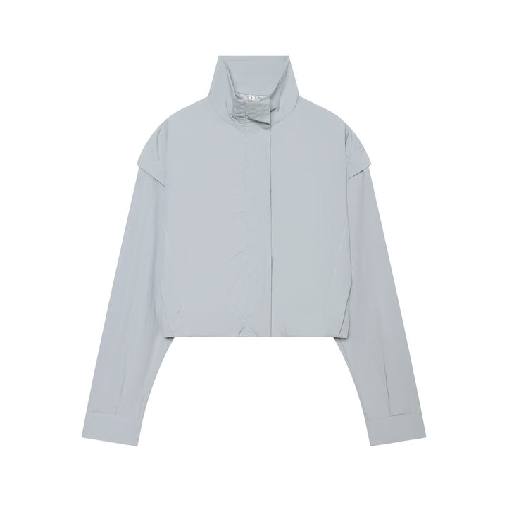 Damen Kurze funktionale Windjacke mit hohem Stehkragen und verdeckter Reißverschluss Drune