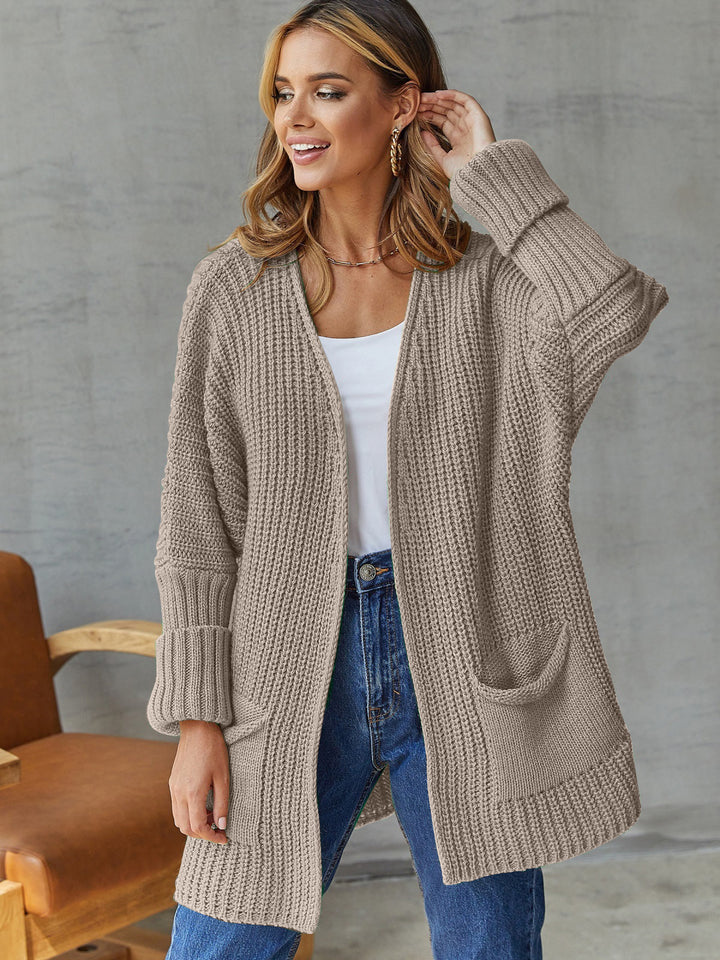 Damen Strickjacke mit offenen Front und großen Taschen Drune