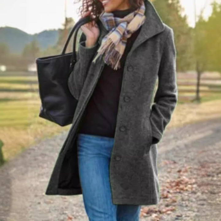 Damen Eleganter Wollmantel mit praktischen Taschen und klassischem Revers Drune