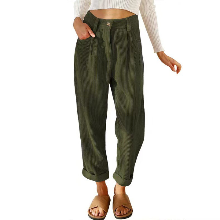 Damen Hochtaillierte Texturierte Hose Drune