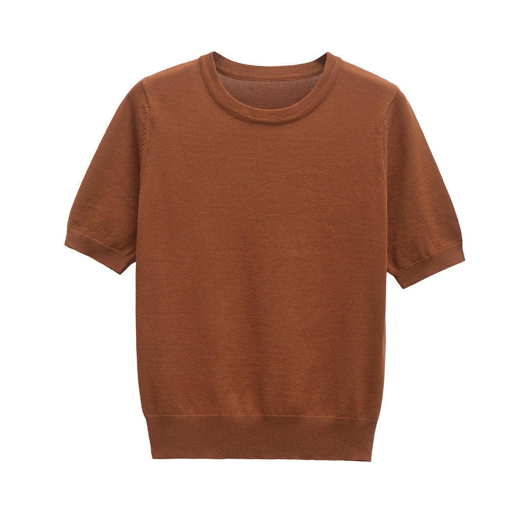 Damen Kurzarm Stricktop Drune