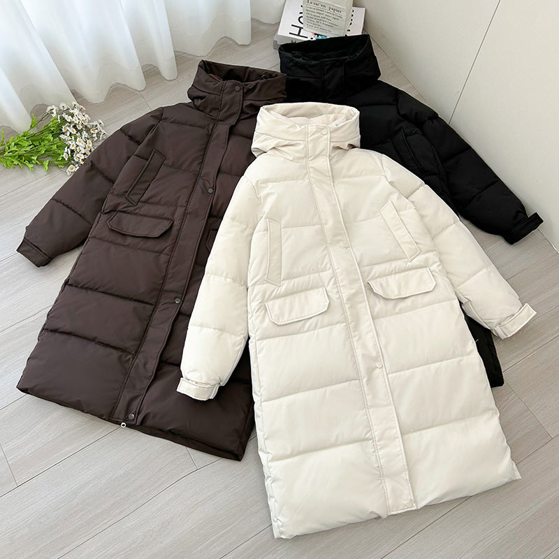 Damen Lange isolierte Winterjacke mit Kapuze und einzippbarem Kragen Drune