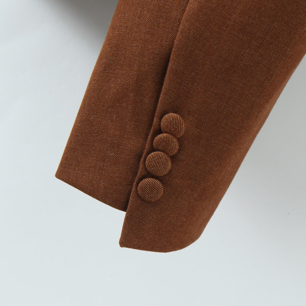 Damen modische Kurzjacke mit elegante Knopfleiste und kontrastierendem Kragen Drune