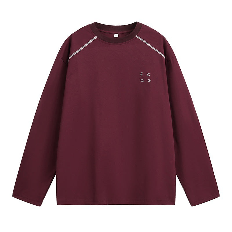 Unisex Oversize Langarmshirt aus Baumwollmix mit Raglannähten und minimalistischer Bruststickerei Drune