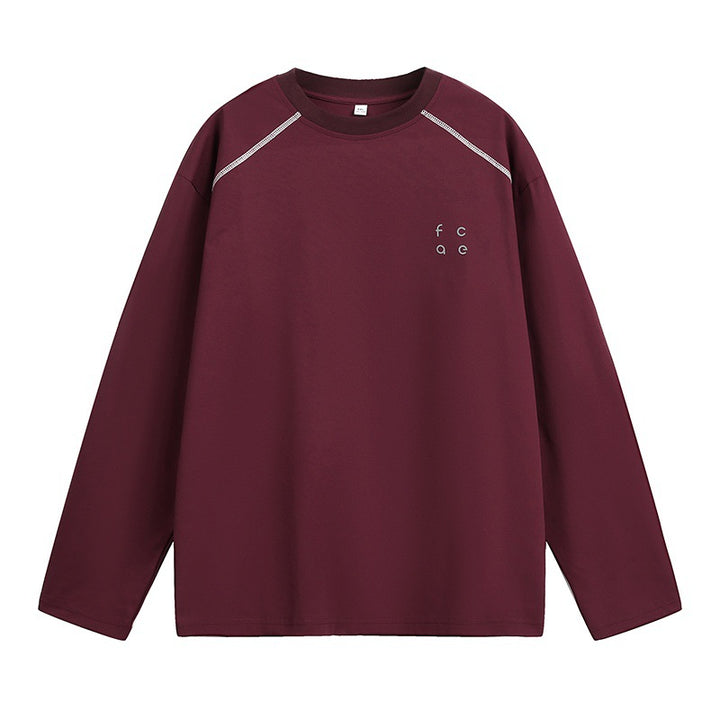 Unisex Oversize Langarmshirt aus Baumwollmix mit Raglannähten und minimalistischer Bruststickerei Drune