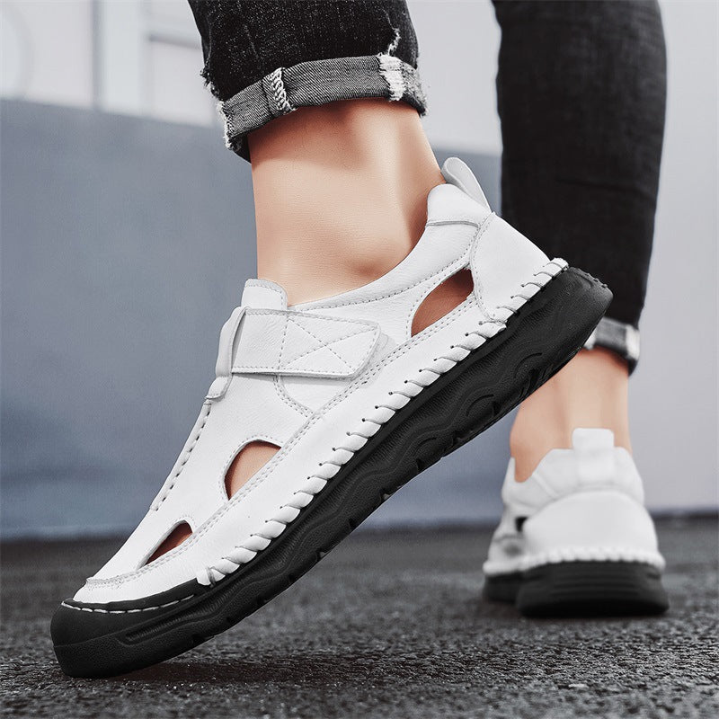Herren Leder-Sandalen mit verstellbarem Klettverschluss und atmungsaktivem Design Drune