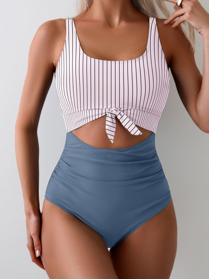 Damen Badeanzug mit hohem Schnitt und Knotendetail Drune