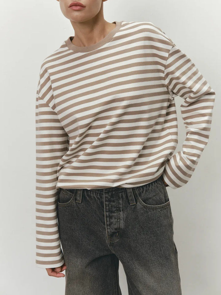 Damen Lässiges gestreiftes Langarmshirt Drune