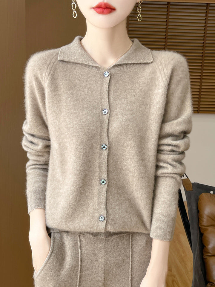 Damen Kuscheliger Reverskragen-Cardigan im Kaschmir-Look mit Mohair-Effekt Drune