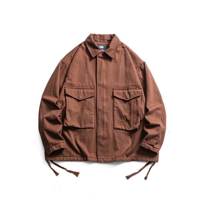 Herren Boxy-Utility-Blousonjacke aus Canvas mit aufgesetzten Pattentaschen und Kordelzugsaum Drune