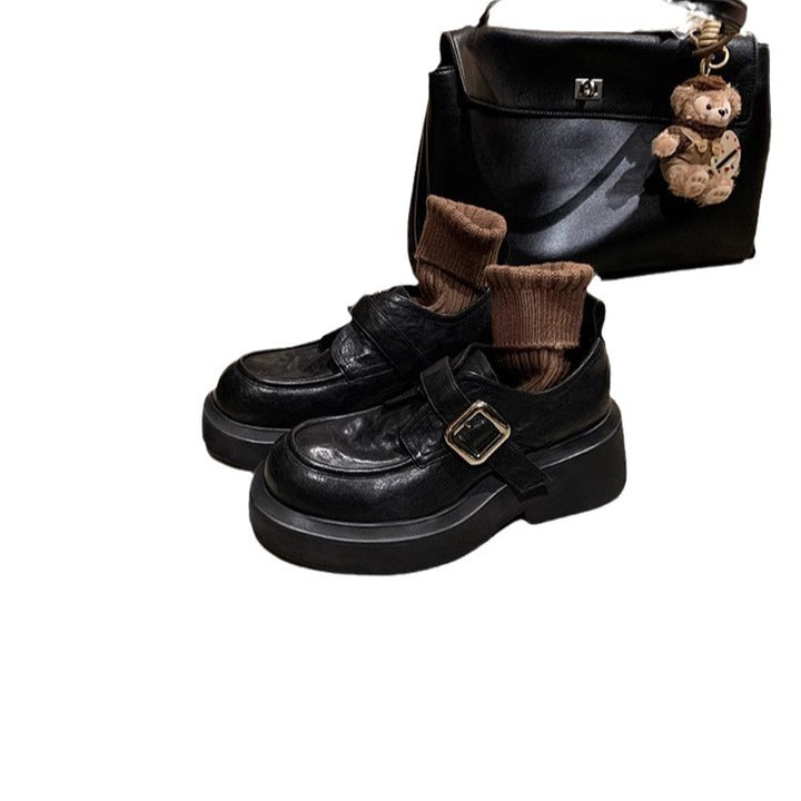 Damen Chunky-Loafer mit markanter Plateausohle und dekorativem Schnallenriemen Drune