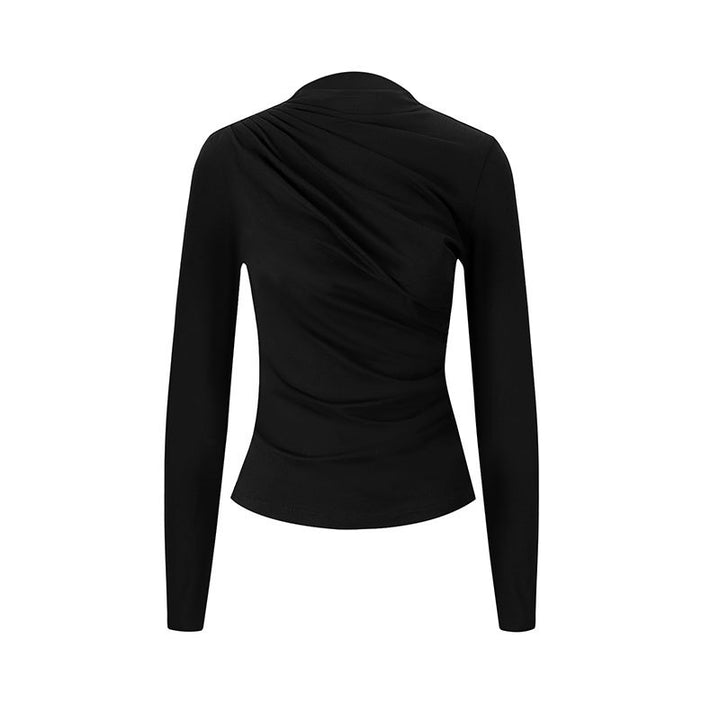 Damen figurbetontes Langarmoberteil mit eleganten Drapierungen Drune