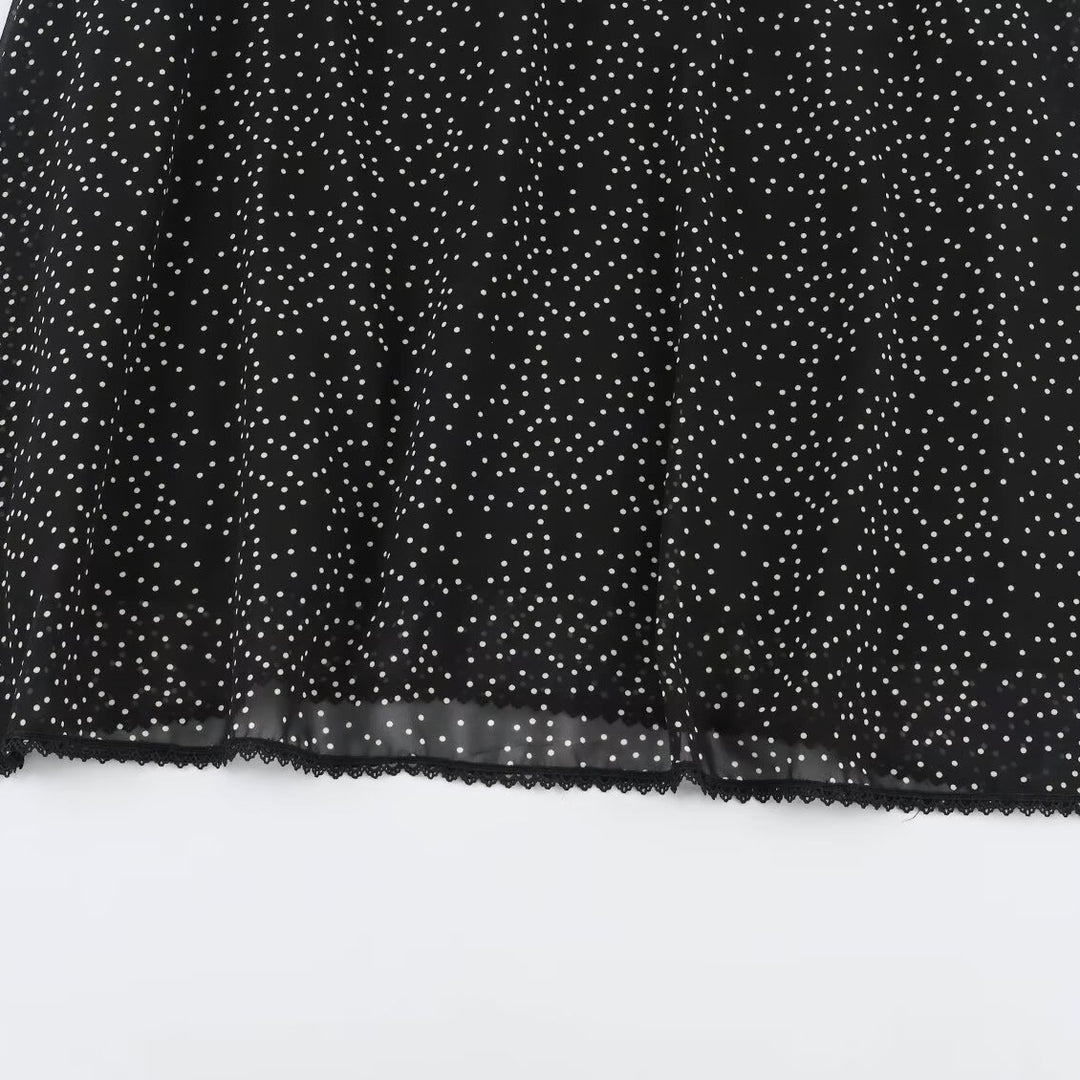 Damen Midikleid mit Rüschenfront, Stehkragen und ausgestelltem A-Linien‑Rock Drune