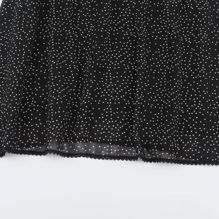 Damen Midikleid mit Rüschenfront, Stehkragen und ausgestelltem A-Linien‑Rock Drune