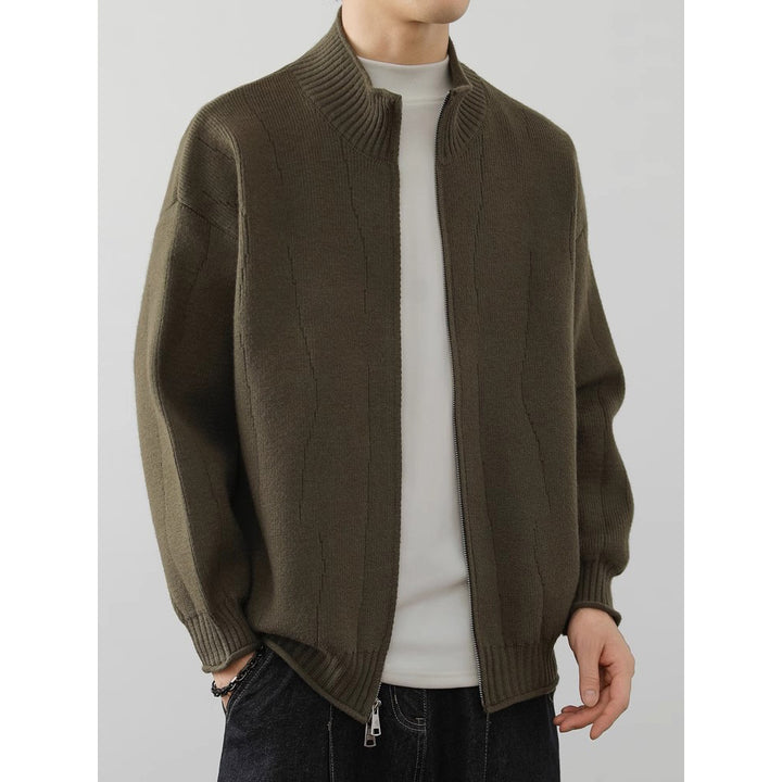 Herren Modische Strickjacke mit hohem Kragen Drune