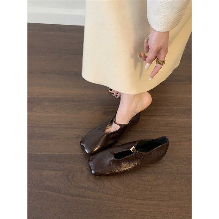 Damen Mules im Mary‑Jane‑Stil mit quadratischer Zehenbox und feinem Riemchen Drune