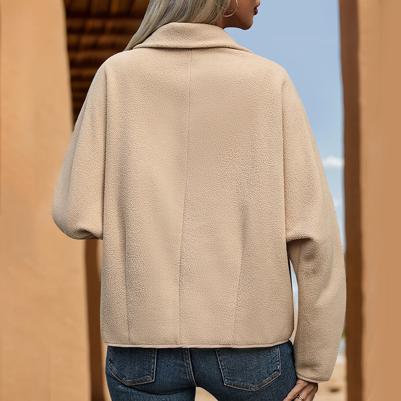 Damen Fleecejacke mit dekorativen Knöpfen und seitlichen Taschen Drune