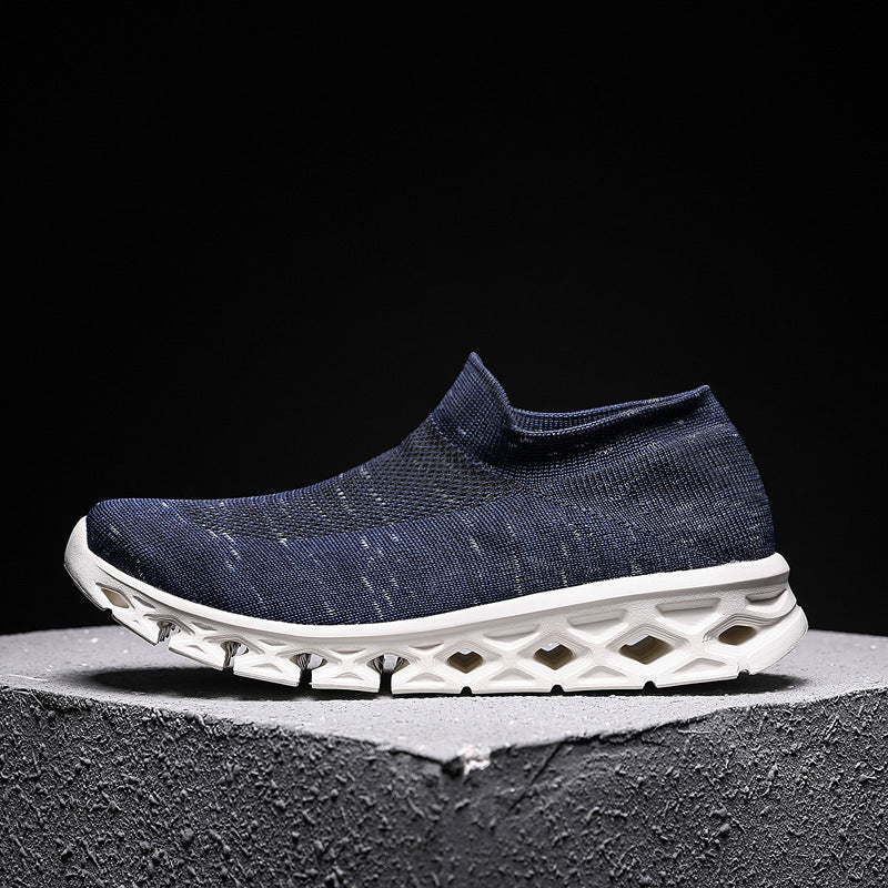Unisex Leichter Slip-On Strick-Freizeitschuh mit wabenförmiger Hohlkammer-Sohle Drune