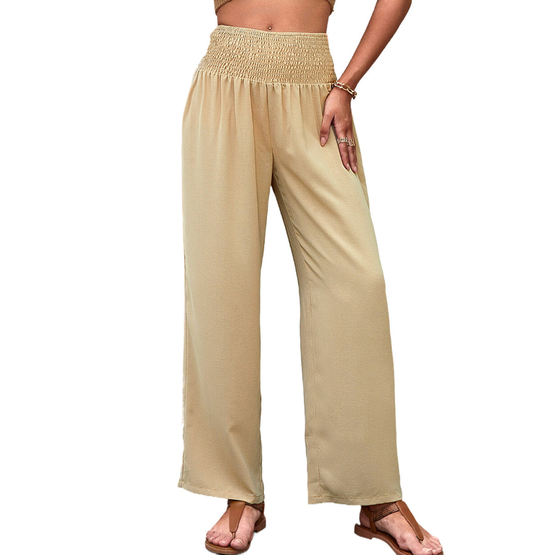 Damen luftige Palazzo-Hose mit elastischem Taillenbund und weitem Bein Drune