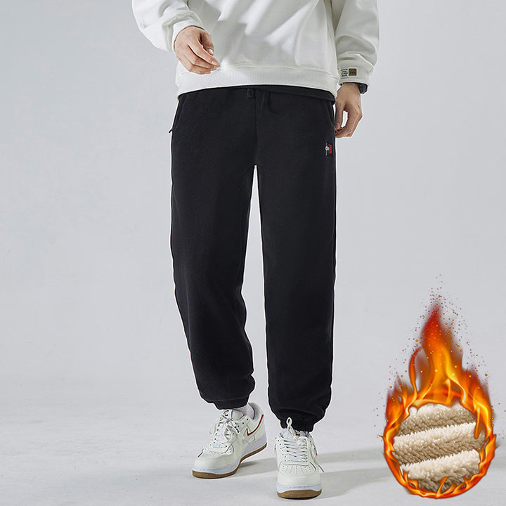 Herren Gefütterte Sweatpants mit Sherpa‑Innenfutter und elastischen Bündchen Drune