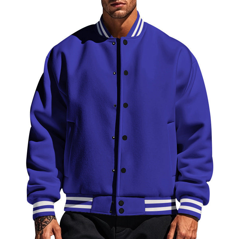 Herren nan College-Strickjacke im Retro-Look mit Rippkragen, Druckknopfverschluss und Eingrifftaschen Drune