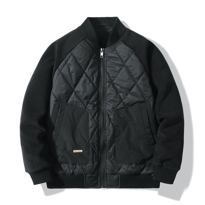 Herren Quiltgefütterte Bomberjacke mit Fleeceärmeln und Utility-Taschen Drune