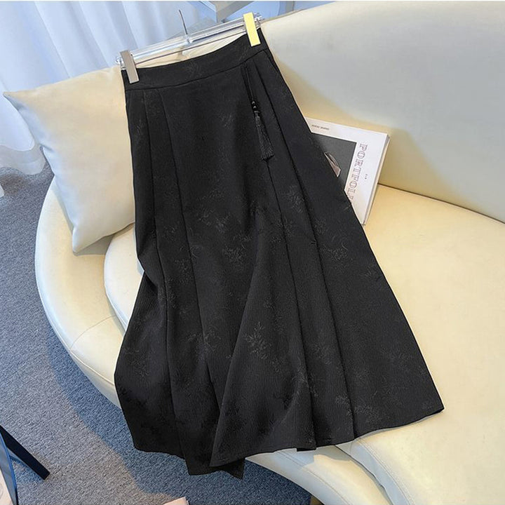 Damen Eleganter Midirock mit strukturiertem Stoff und fließendem Schnitt